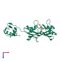 PDB entry 1ksv coloured by chain, top view.