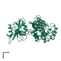 PDB entry 1ksw coloured by chain, top view.