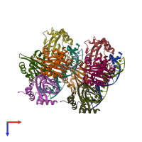 PDB entry 1ksx coloured by chain, top view.