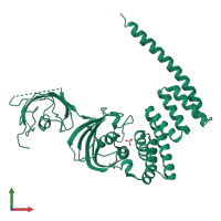 PDB entry 1kt1 coloured by chain, front view.
