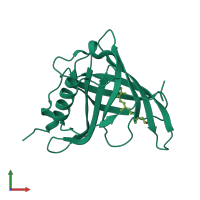 PDB entry 1kt3 coloured by chain, front view.