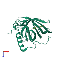 PDB entry 1kt7 coloured by chain, top view.