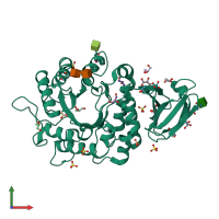 PDB entry 1ktb coloured by chain, front view.