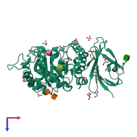 PDB entry 1ktc coloured by chain, top view.