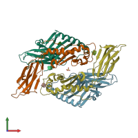 PDB entry 1ktd coloured by chain, front view.