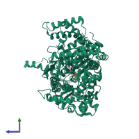 PDB entry 1kti coloured by chain, side view.