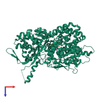 PDB entry 1kti coloured by chain, top view.