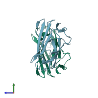 PDB entry 1ktj coloured by chain, side view.