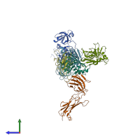PDB entry 1ktk coloured by chain, side view.