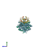 PDB entry 1ktl coloured by chain, side view.