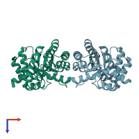 PDB entry 1ktn coloured by chain, top view.