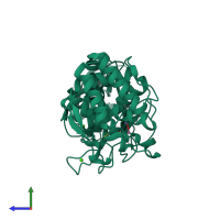 PDB entry 1kto coloured by chain, side view.