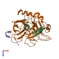 PDB entry 1kts coloured by chain, top view.