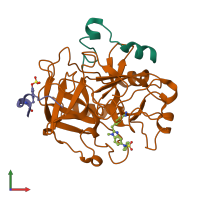 PDB entry 1ktt coloured by chain, front view.