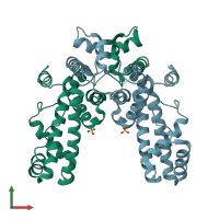 PDB entry 1ku2 coloured by chain, front view.