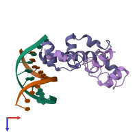 PDB entry 1ku7 coloured by chain, top view.