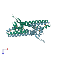 PDB entry 1ku9 coloured by chain, top view.