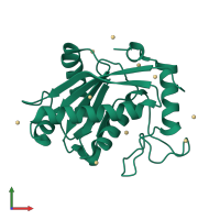 PDB entry 1kuf coloured by chain, front view.