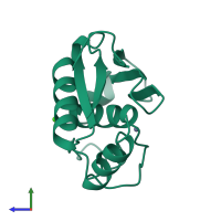 PDB entry 1kuh coloured by chain, side view.