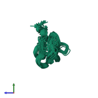 PDB entry 1kun coloured by chain, ensemble of 20 models, side view.