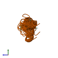 PDB entry 1kuz coloured by chain, ensemble of 20 models, side view.