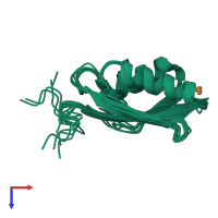 PDB entry 1kvj coloured by chain, ensemble of 10 models, top view.