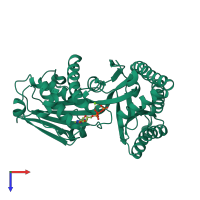 PDB entry 1kvk coloured by chain, top view.