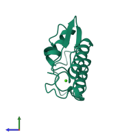 PDB entry 1kvw coloured by chain, side view.