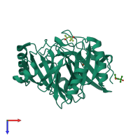 PDB entry 1kw3 coloured by chain, top view.