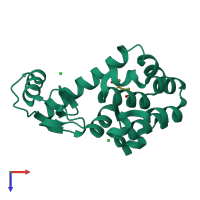 PDB entry 1kw5 coloured by chain, top view.