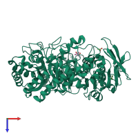 PDB entry 1kwg coloured by chain, top view.