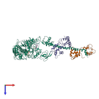 PDB entry 1kwo coloured by chain, top view.