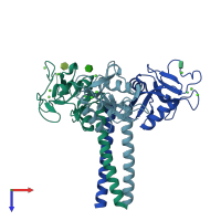 PDB entry 1kwu coloured by chain, top view.