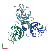 PDB entry 1kwv coloured by chain, front view.