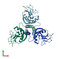 PDB entry 1kww coloured by chain, front view.