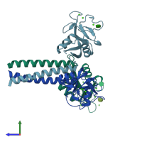 PDB entry 1kww coloured by chain, side view.
