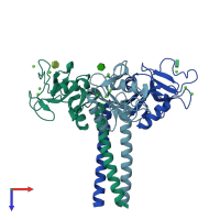 PDB entry 1kwx coloured by chain, top view.