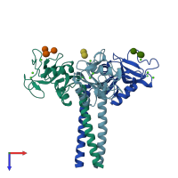 PDB entry 1kx0 coloured by chain, top view.
