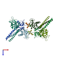PDB entry 1kx1 coloured by chain, top view.