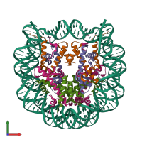 Hetero decameric assembly 1 of PDB entry 1kx3 coloured by chemically distinct molecules, front view.