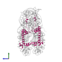 Histone H2A type 1 in PDB entry 1kx4, assembly 1, side view.