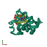 PDB entry 1kx7 coloured by chain, ensemble of 30 models, front view.