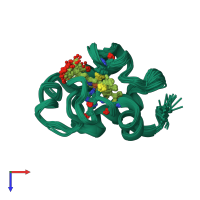 PDB entry 1kx7 coloured by chain, ensemble of 30 models, top view.