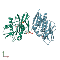 PDB entry 1kxj coloured by chain, front view.