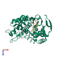 PDB entry 1kxn coloured by chain, top view.