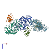 PDB entry 1kxt coloured by chain, top view.