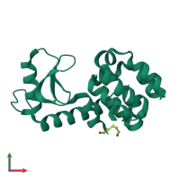 PDB entry 1ky0 coloured by chain, front view.