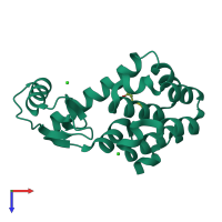 PDB entry 1ky0 coloured by chain, top view.