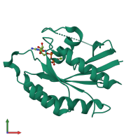 PDB entry 1ky3 coloured by chain, front view.