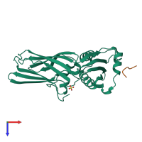 PDB entry 1kyd coloured by chain, top view.
